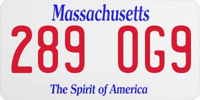 MA license plate 289OG9