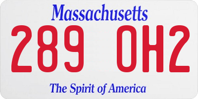 MA license plate 289OH2