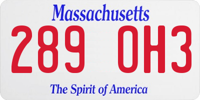 MA license plate 289OH3