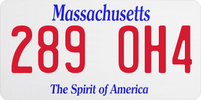 MA license plate 289OH4