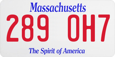 MA license plate 289OH7