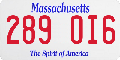 MA license plate 289OI6