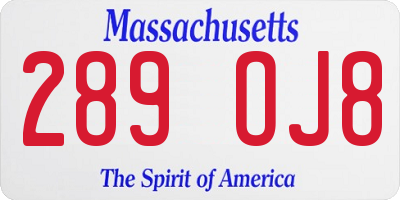 MA license plate 289OJ8