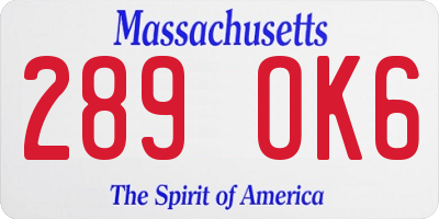 MA license plate 289OK6