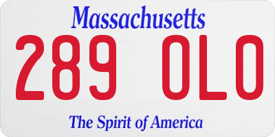 MA license plate 289OL0