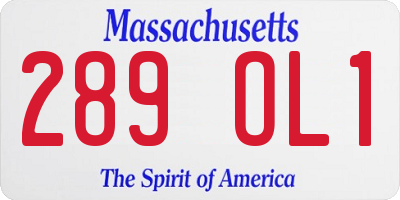 MA license plate 289OL1
