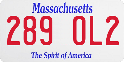 MA license plate 289OL2