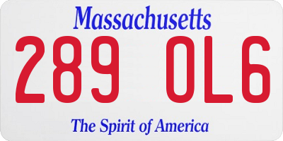 MA license plate 289OL6