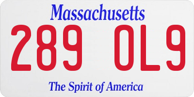 MA license plate 289OL9