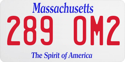 MA license plate 289OM2