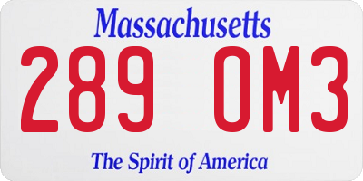 MA license plate 289OM3