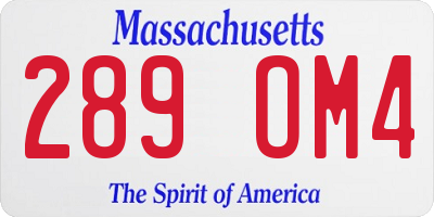 MA license plate 289OM4
