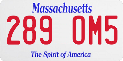 MA license plate 289OM5