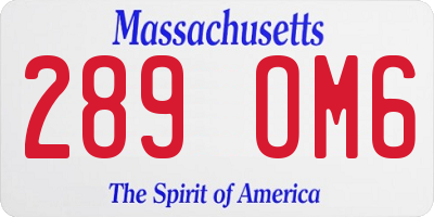 MA license plate 289OM6