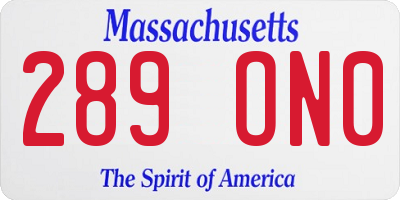 MA license plate 289ON0