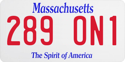MA license plate 289ON1