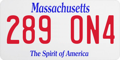 MA license plate 289ON4