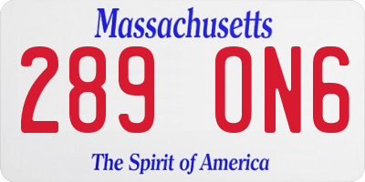 MA license plate 289ON6