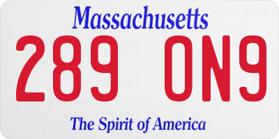 MA license plate 289ON9