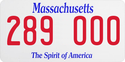 MA license plate 289OO0