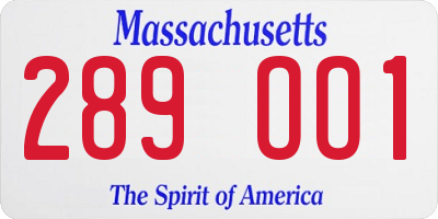 MA license plate 289OO1