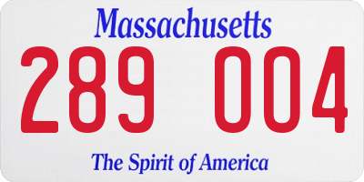MA license plate 289OO4