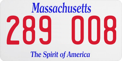 MA license plate 289OO8