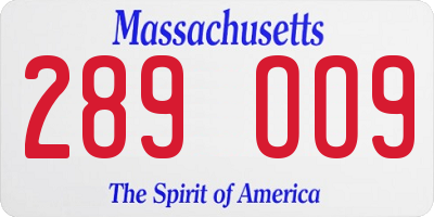 MA license plate 289OO9