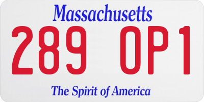 MA license plate 289OP1