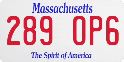 MA license plate 289OP6