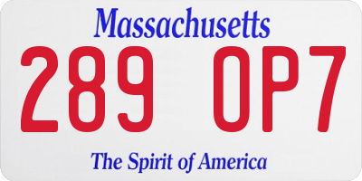 MA license plate 289OP7
