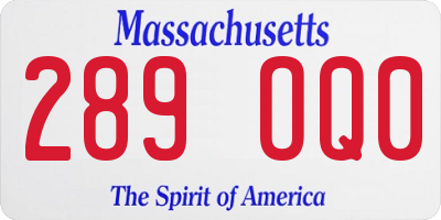 MA license plate 289OQ0