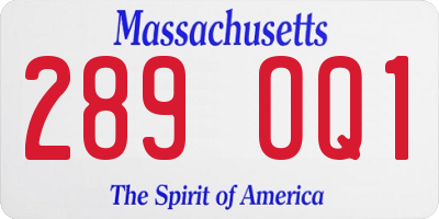 MA license plate 289OQ1