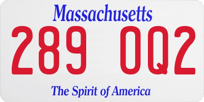 MA license plate 289OQ2