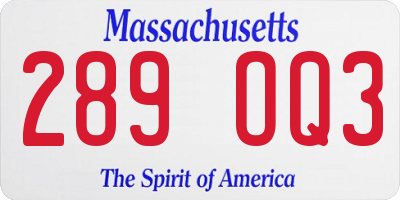 MA license plate 289OQ3