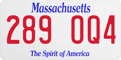 MA license plate 289OQ4