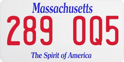 MA license plate 289OQ5