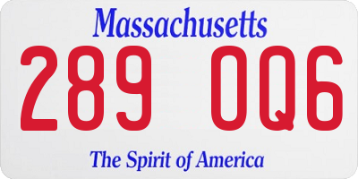 MA license plate 289OQ6