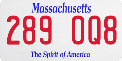 MA license plate 289OQ8