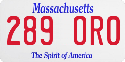 MA license plate 289OR0