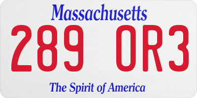 MA license plate 289OR3
