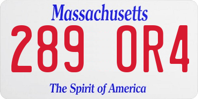 MA license plate 289OR4