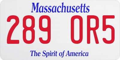 MA license plate 289OR5