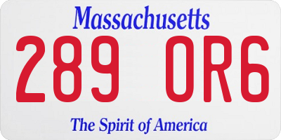 MA license plate 289OR6