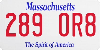 MA license plate 289OR8