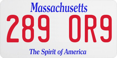 MA license plate 289OR9