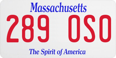 MA license plate 289OS0
