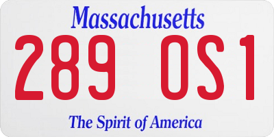 MA license plate 289OS1