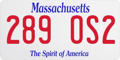 MA license plate 289OS2