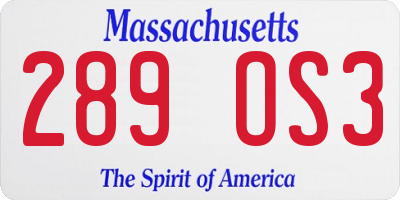 MA license plate 289OS3